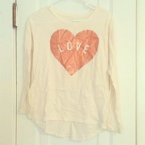 Cream long sleeve top with gold heart